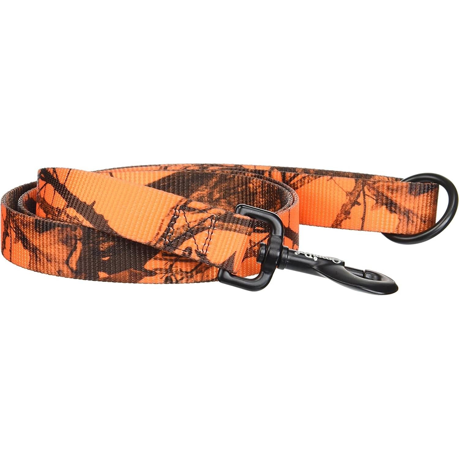 Omnipet Mossy Oak Blaze Orange Camouflage Nylon Dog Lead 1" 4ft