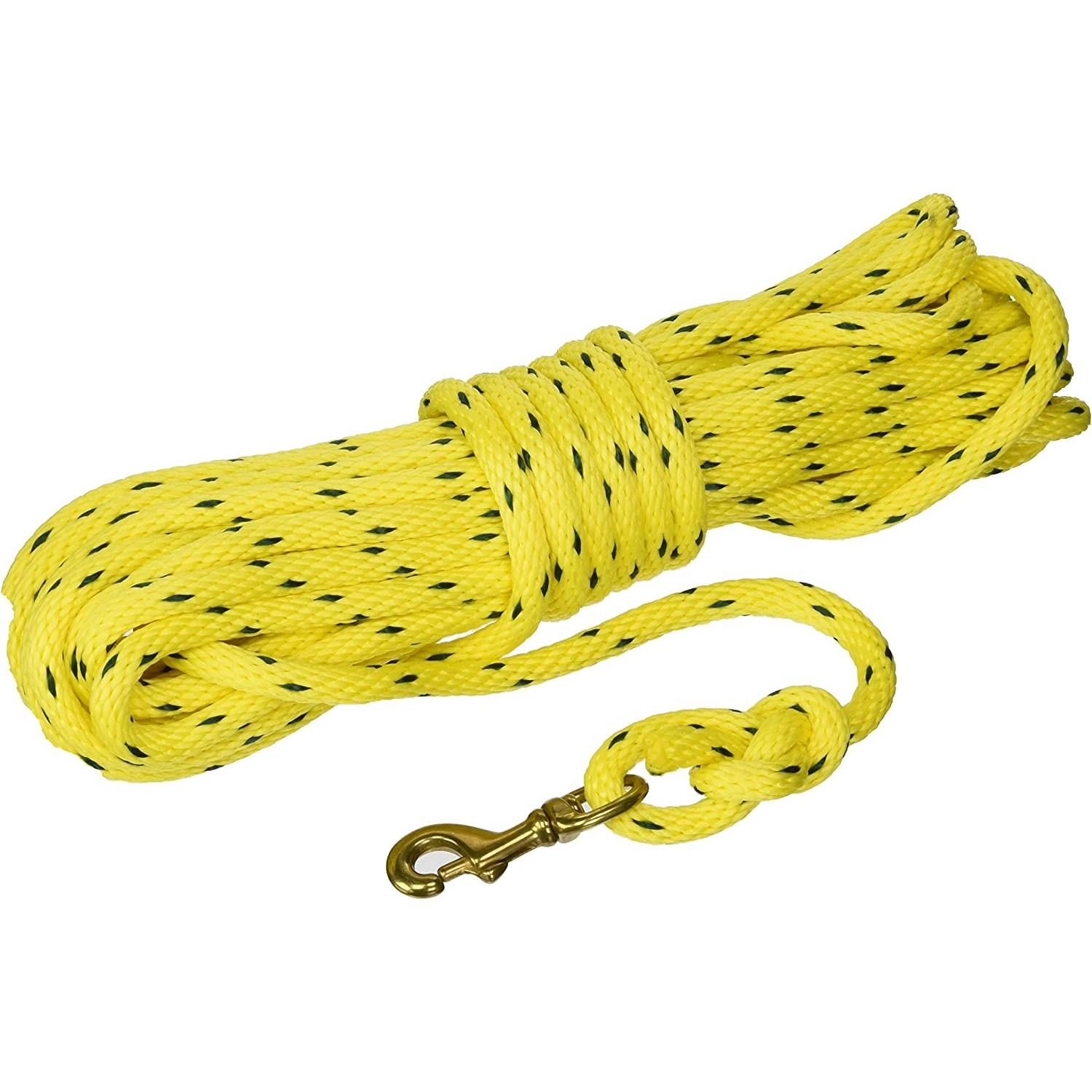 Omnipet Yellow Check Cord 40ft Solid Core Rope with Brass Snap