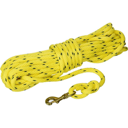 Omnipet Yellow Check Cord 40ft Solid Core Rope with Brass Snap