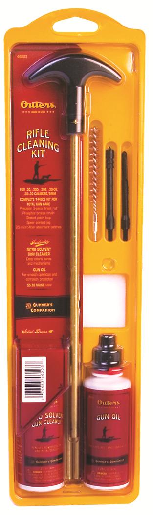Outers Brass Rod .30 Cal Rifle Cleaning Kit with Bronze Brush and Patches