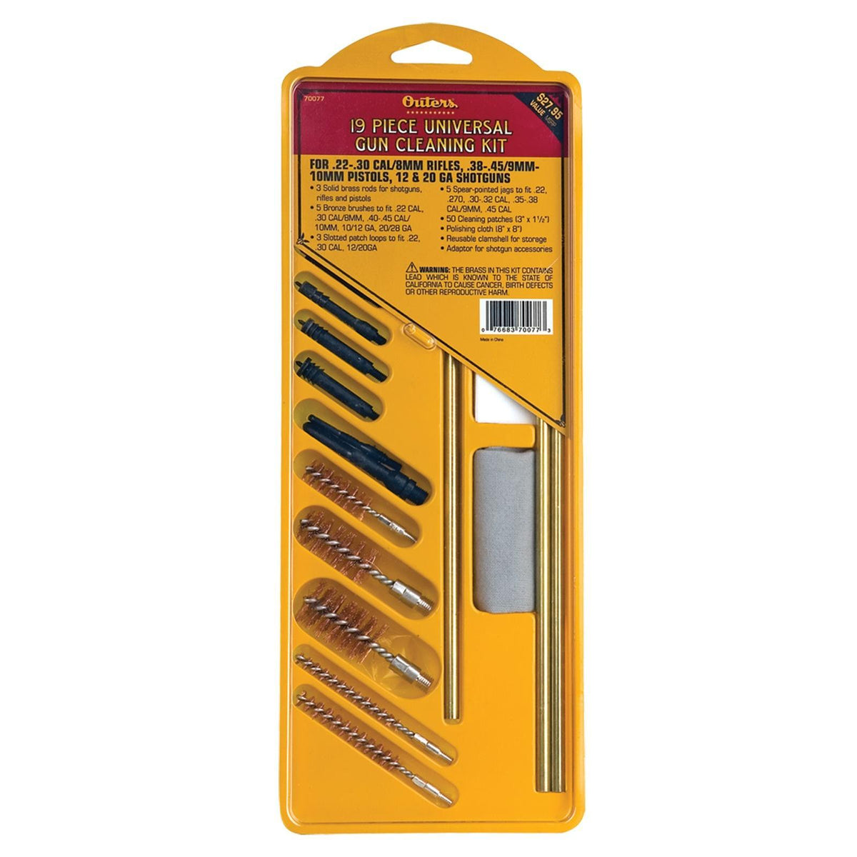 Outers 19 Piece Universal Cleaning Kit for Firearms