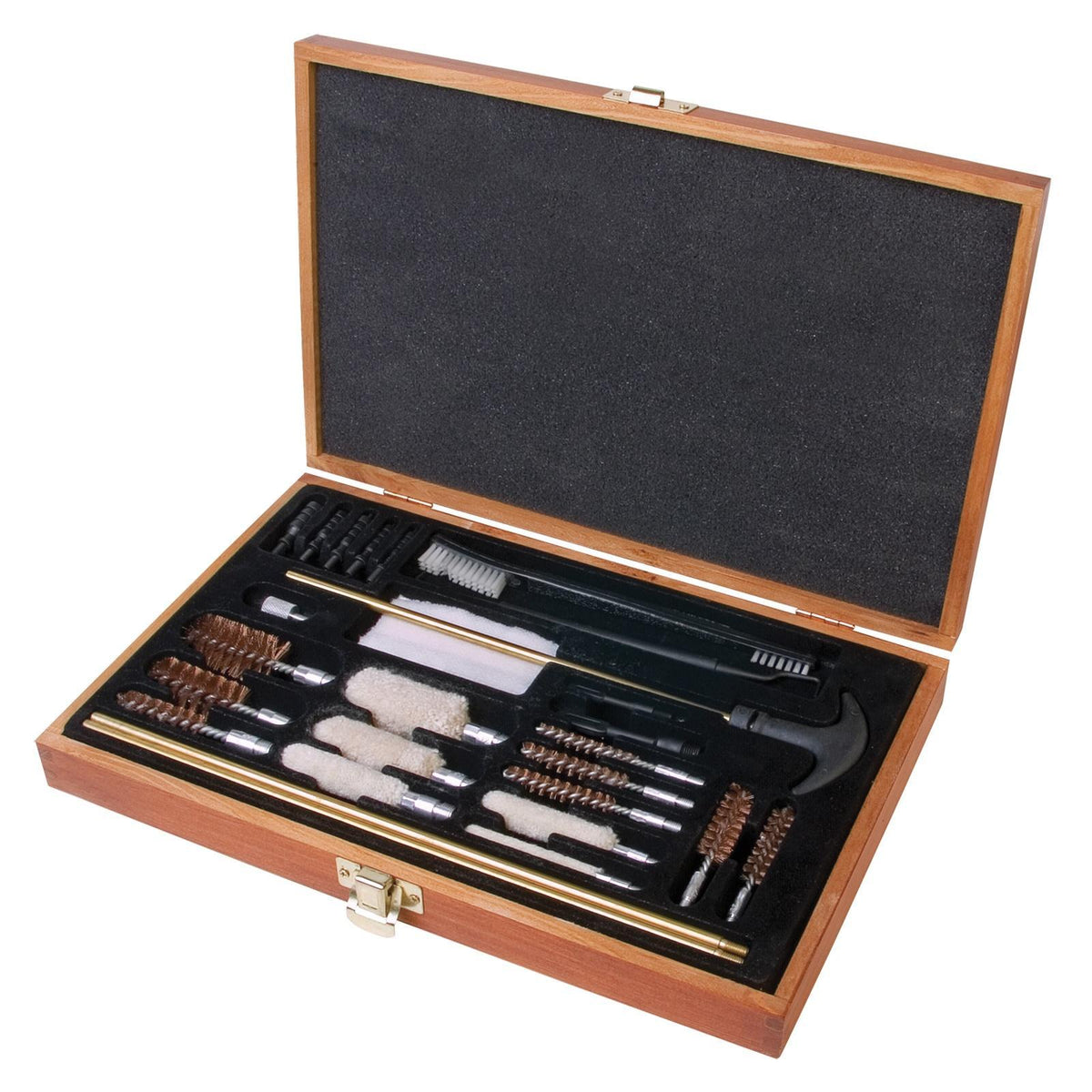 Outers 28-Piece Brass Universal Firearm Cleaning Kit - Wood Box