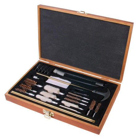 Outers 28-Piece Brass Universal Firearm Cleaning Kit - Wood Box
