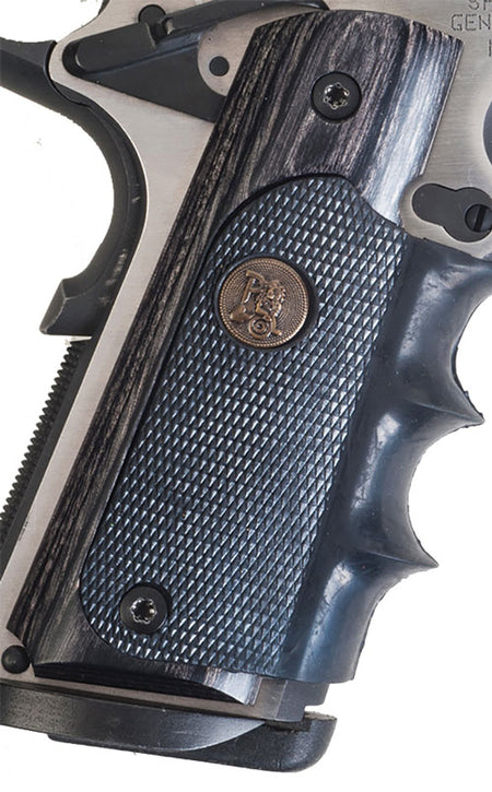 Pachmayr Colt 1911 Charcoal Silvertone Laminated Wood Grips