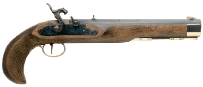 Traditions P1060 Kentucky Single Shot Pistol 50 Caliber Percussion Color Case Hardened Frame Blued