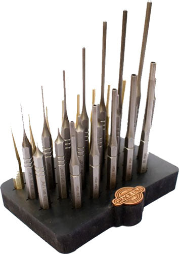 Grace USA Steel & Brass Roll Pin Punch Set 27 Piece with Bench Block