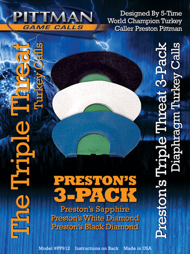 Pittman Game Calls Triple Threat Diaphragm Turkey Call Pack