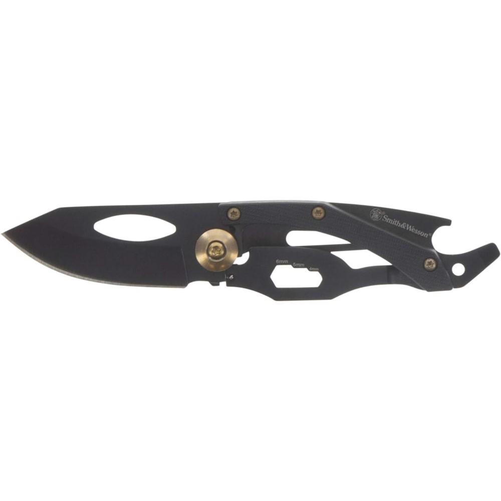 Smith & Wesson Small Folding Pocket Knife 2" Drop Point Black Multi-Tool