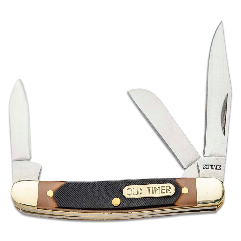 Old Timer Junior 3-Blade Folding Pocket Knife 2.75" Closed Brown Handle