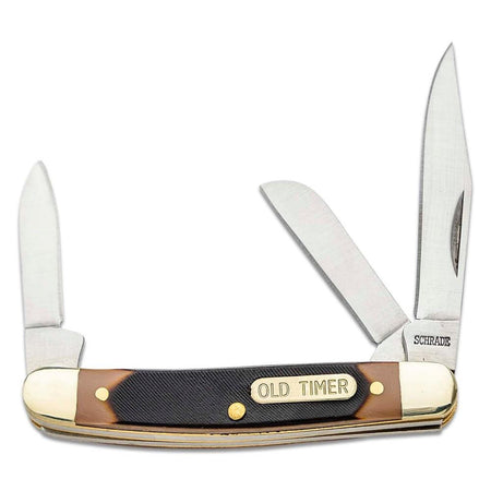 Old Timer Junior 3-Blade Folding Pocket Knife 2.75" Closed Brown Handle