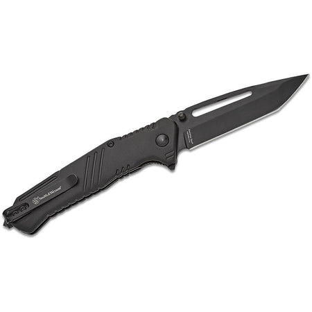 S&W Extreme Ops Tactical Folding Knife Tanto Point 3.5" Black with Glass Breaker