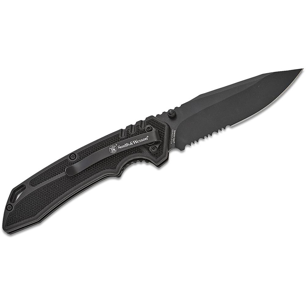 Smith & Wesson Special Ops Folding EDC Knife 3.5" Partially Serrated Clip Point Black