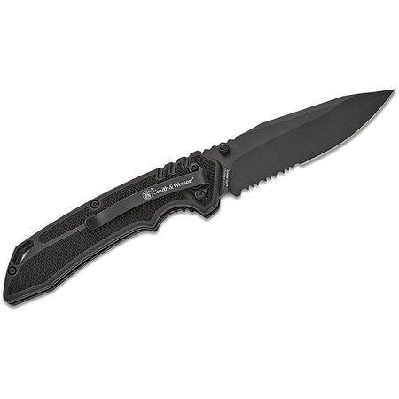 Smith & Wesson Special Ops Folding EDC Knife 3.5" Partially Serrated Clip Point Black