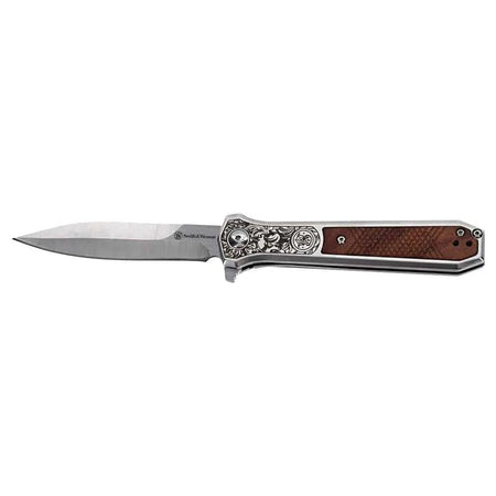 Smith & Wesson KT Unwavered 3.2" Dagger Spring Assisted Folding Knife Silver Finish