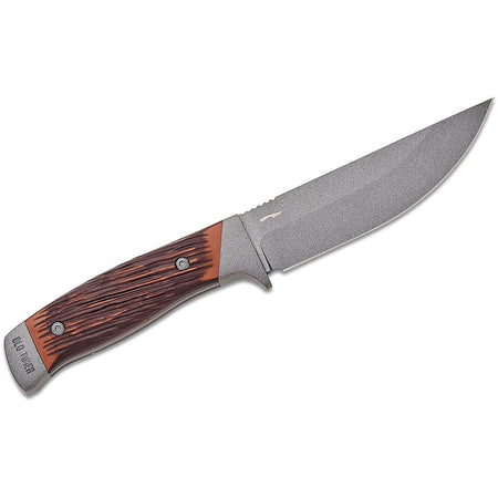 Old Timer Frontier Fixed Blade 5" Drop Point Knife 7Cr17 Steel with Leather Sheath