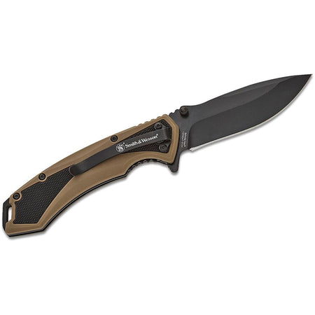 Smith & Wesson Extreme Ops 3.25" Drop Point Spring-Assisted Linerlock Knife Black Tan