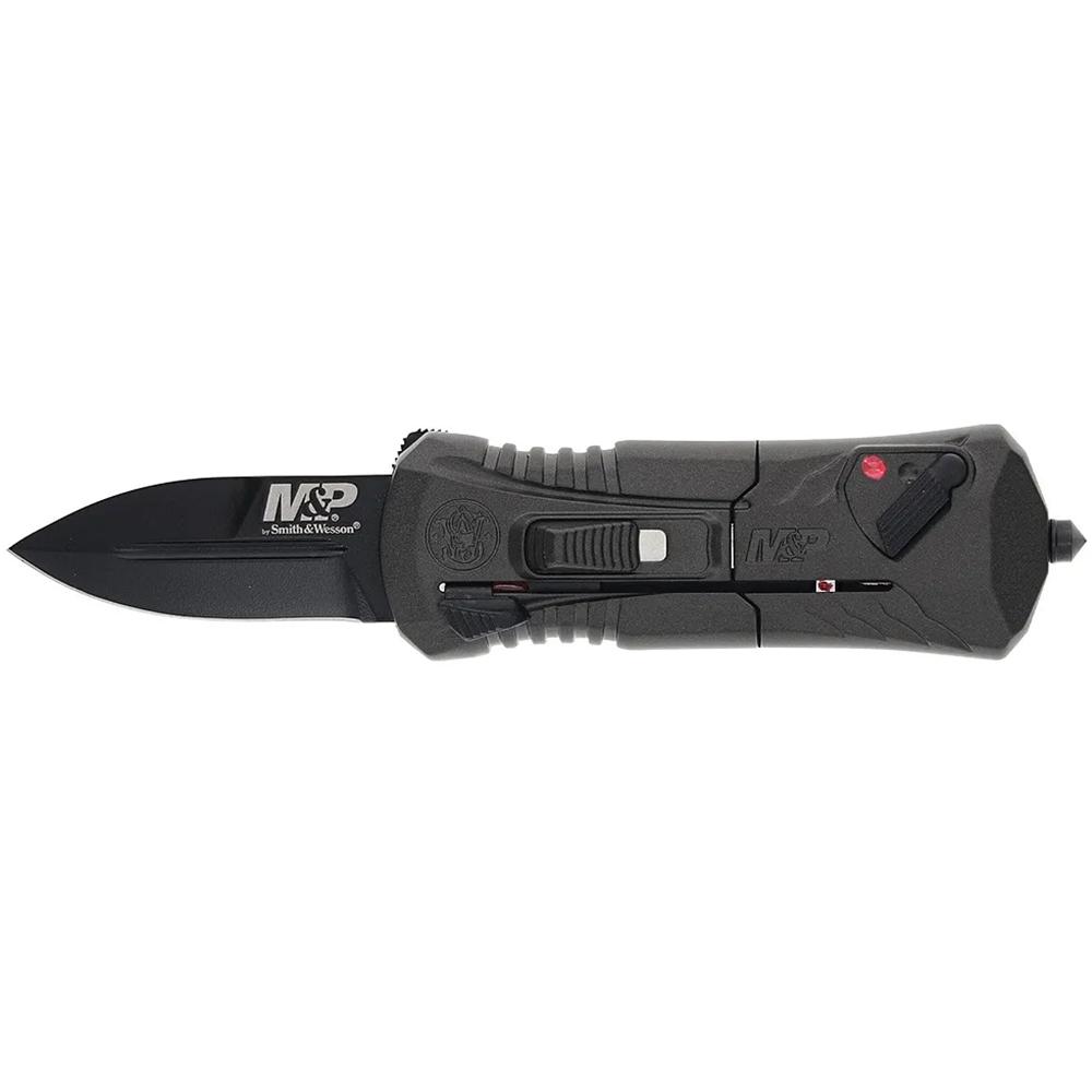 S&W M&P Compact Out-the-Front Folding Knife 1.9" Spear Point Grey Blade