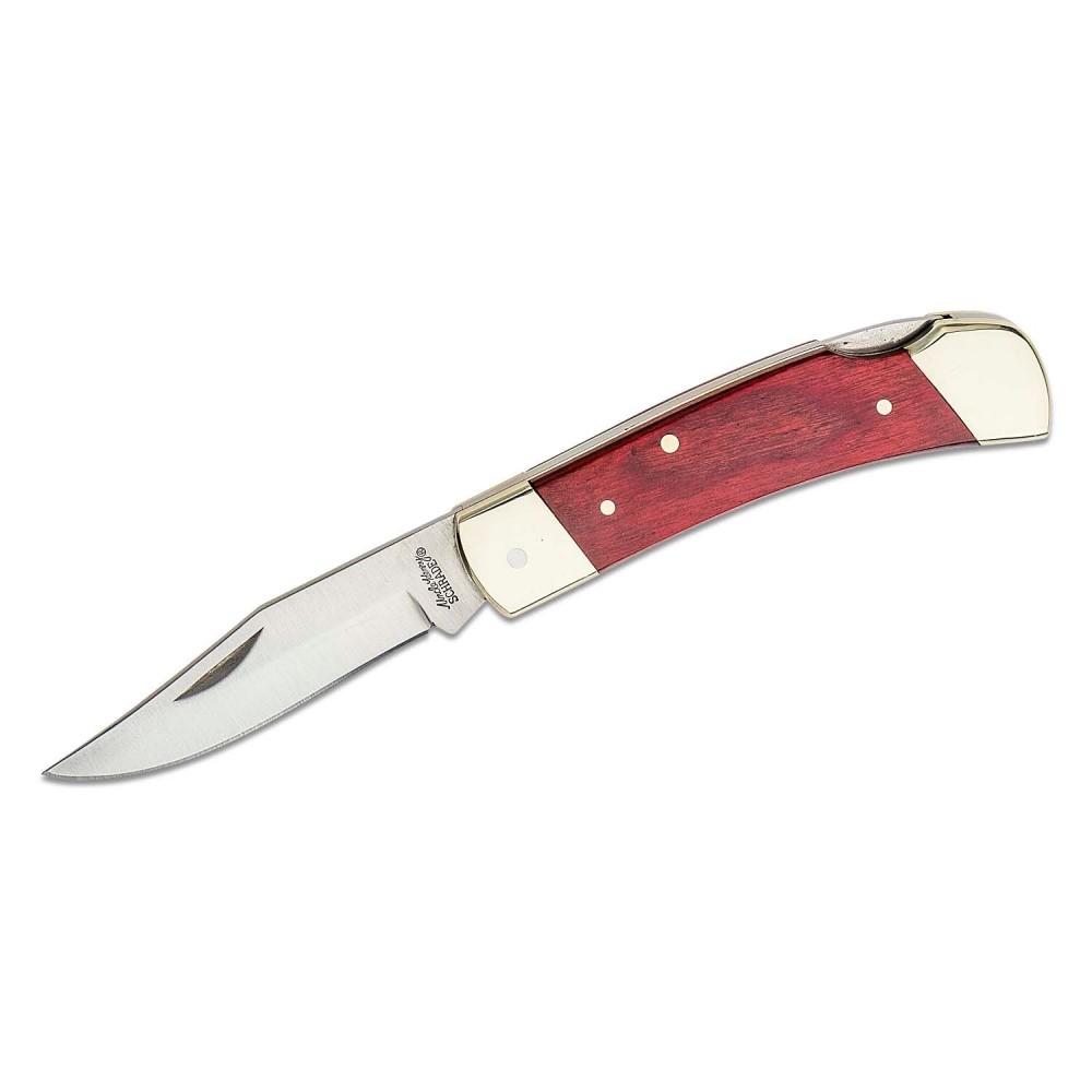 Schrade Uncle Henry Smokey 2-7/8" Clip Point Lockback Folder with Stained Wood Handle and Leather Sheath