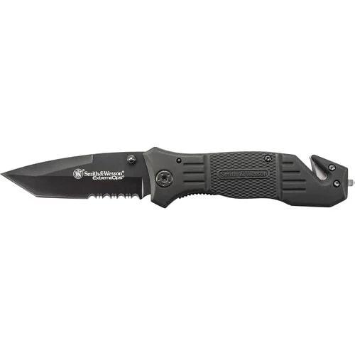 Smith & Wesson Extreme Ops Folding Knife 3.3" Drop Point Blade Black Aluminum Handle