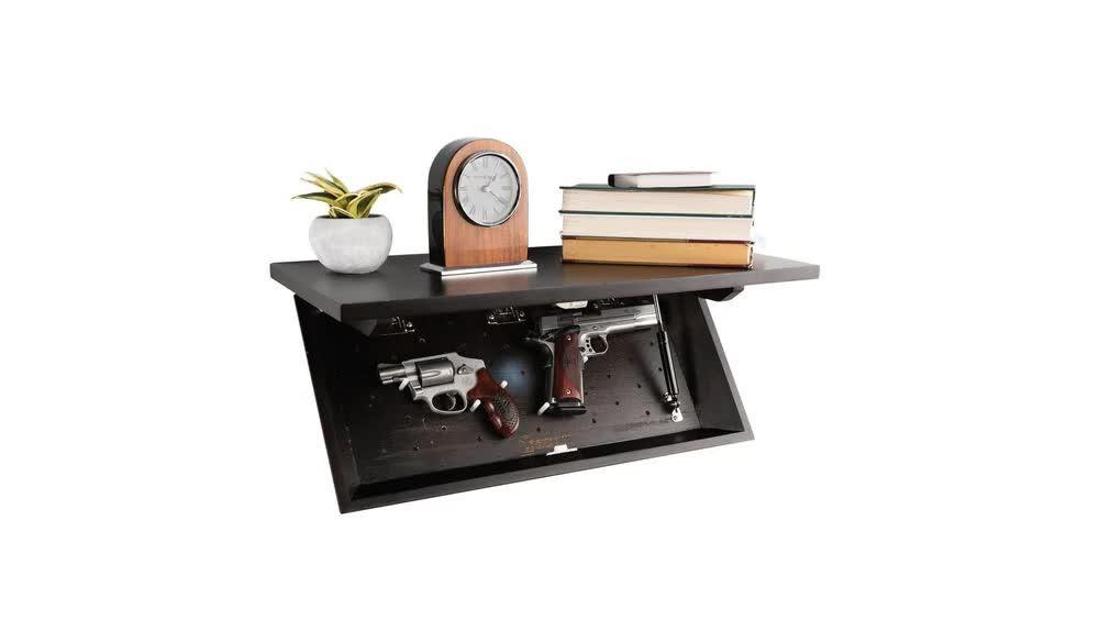 Lockdown In PlainSight Walnut Concealment Shelf with LED Light and Hidden Compartment