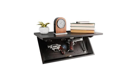 Lockdown In PlainSight Walnut Concealment Shelf with LED Light and Hidden Compartment
