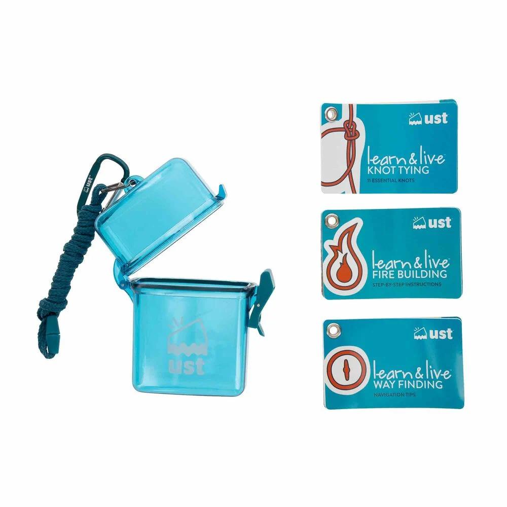 Ultimate Survival Technologies Learn & Live Outdoor Skills Cards Watertight Case