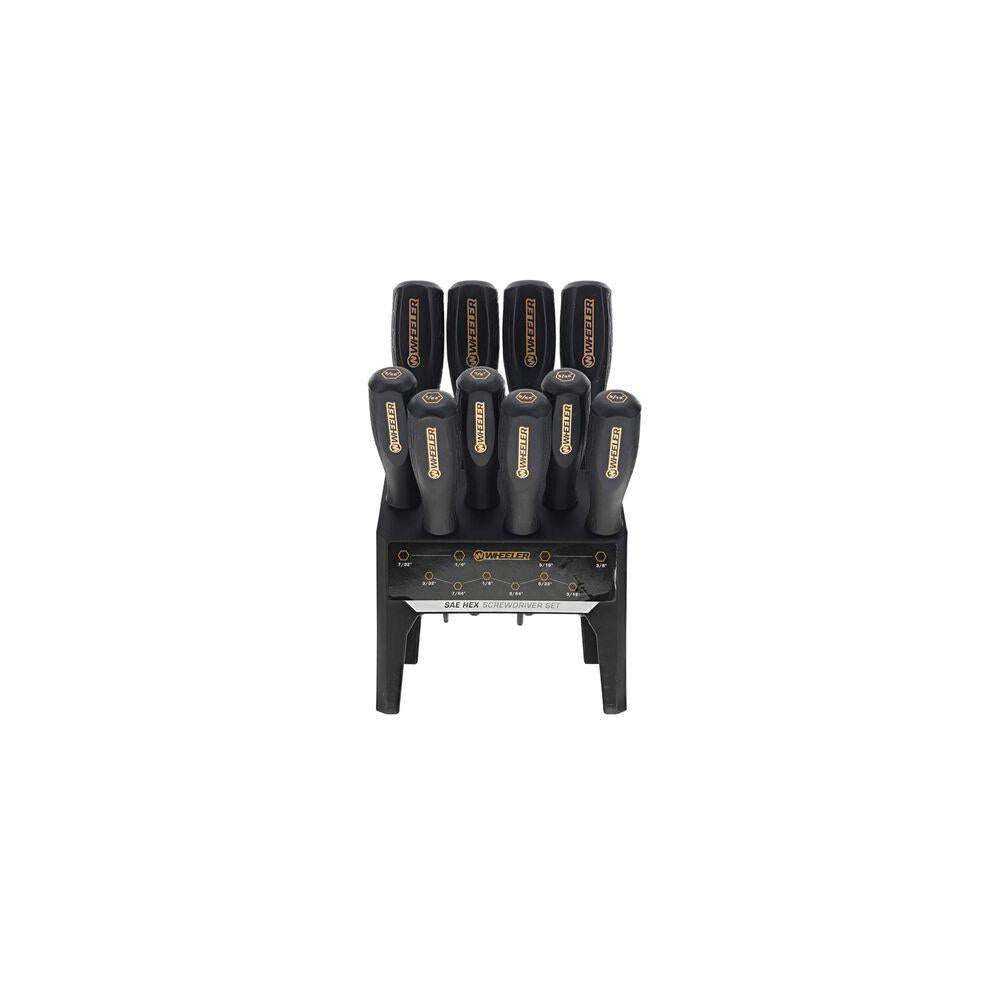 Wheeler SAE Hex Benchtop Screwdriver Set 10 Piece Black
