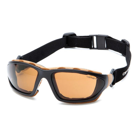 Carhartt Carthage Pyramex Shooting Glasses Black Tan Frame Bronze Anti-Fog