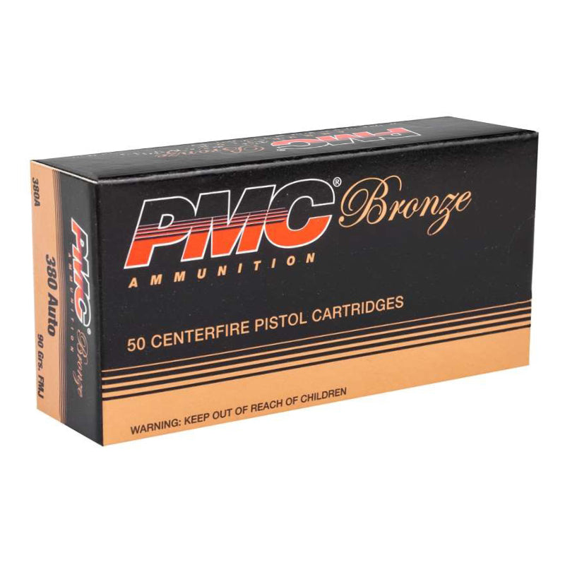 PMC .380 ACP/Auto Bronze 90 grain Full Metal Jacket ammunition