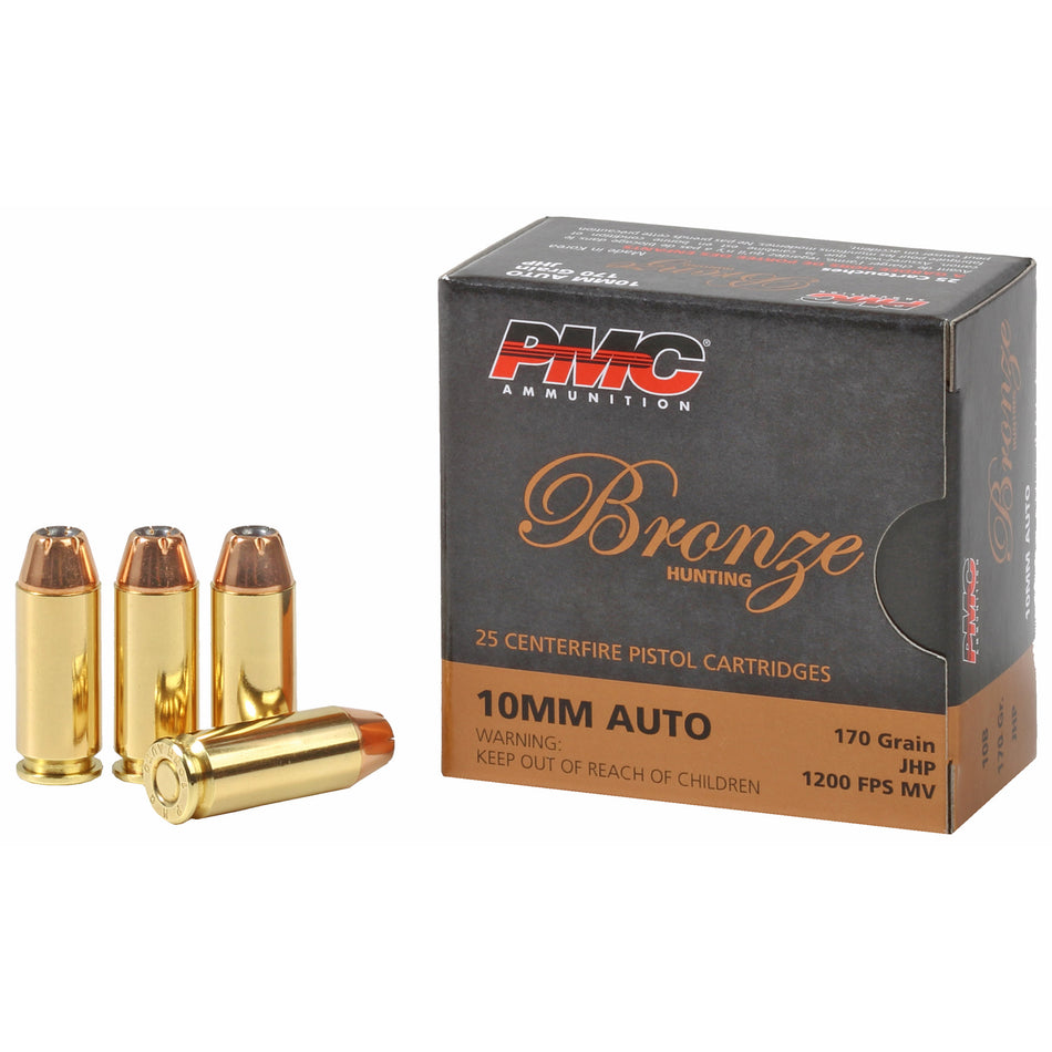 PMC Bronze Pistol Ammo 10mm Auto Jacketed Hollow Point (JHP) 170 grain 25 rd.