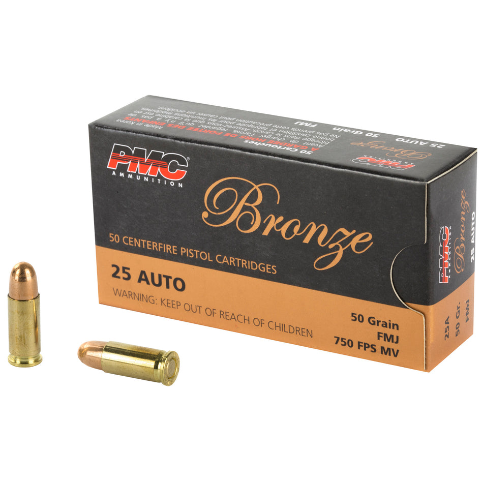 PMC Bronze Full Metal Jacket 50 Grain .25 ACP 750 fps 741569070027