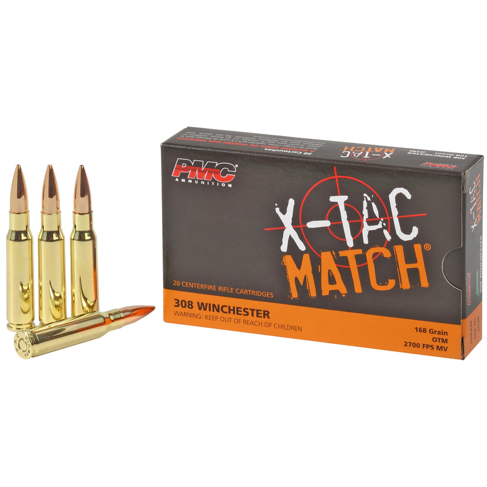 PMC X-Tac Match Competition Open Tip Match 168 Grain .308 Win / 7.62x51mm 2700 fps 741569040792