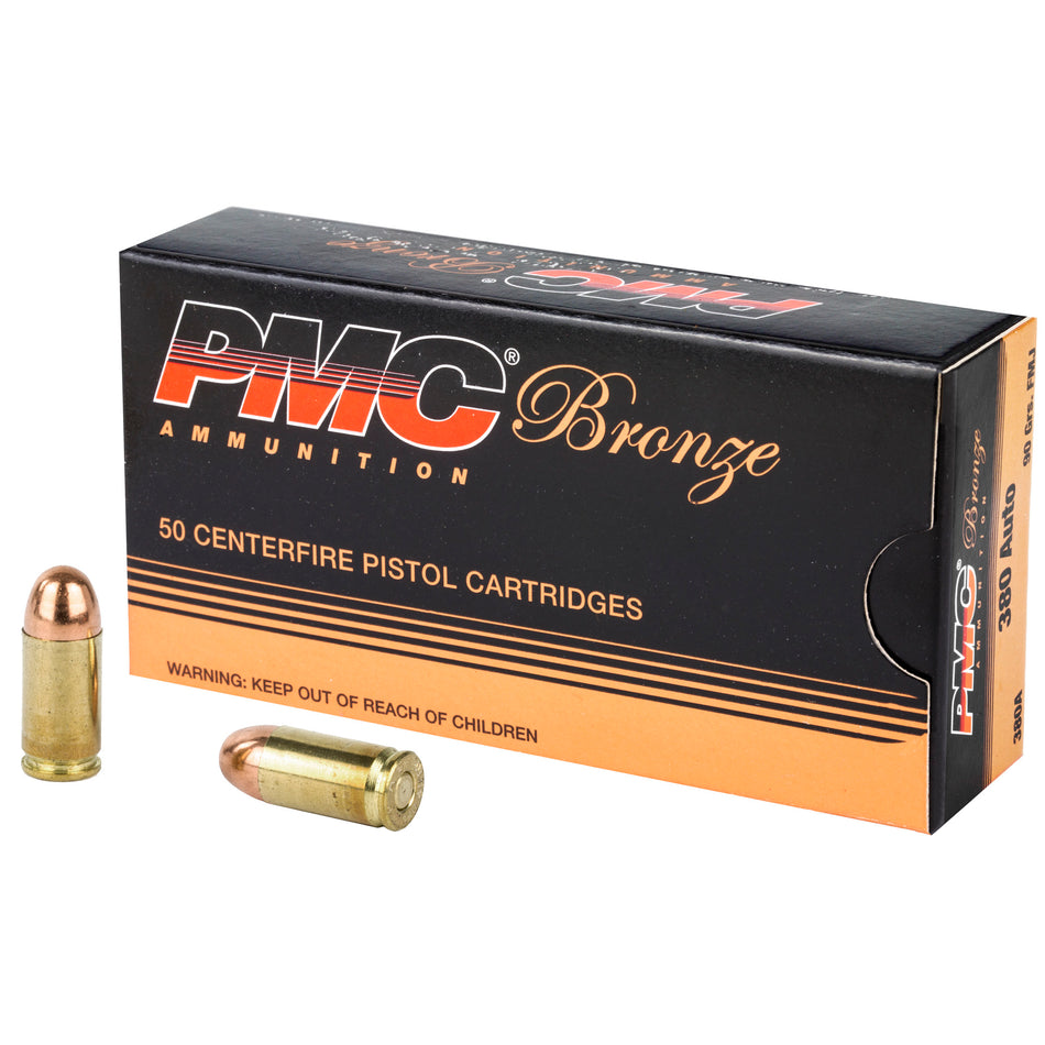 PMC .380 ACP/Auto Bronze 90 grain Full Metal Jacket ammunition