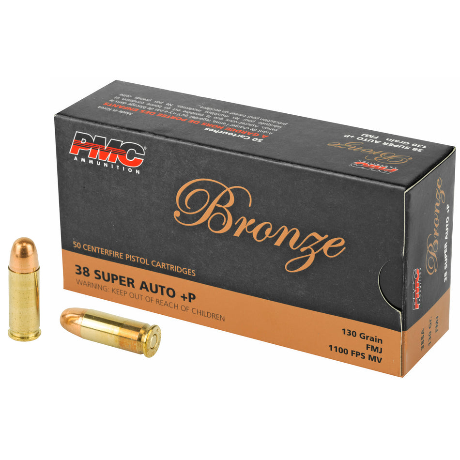 PMC Bronze Full Metal Jacket 130 Grain .38 Super 1100 fps 741569070126