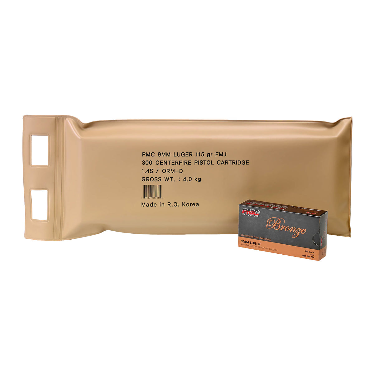 PMC Bronze Battle Pack Full Metal Jacket 115 Grain 9mm Luger/Parabellum 1150 fps 741569070355