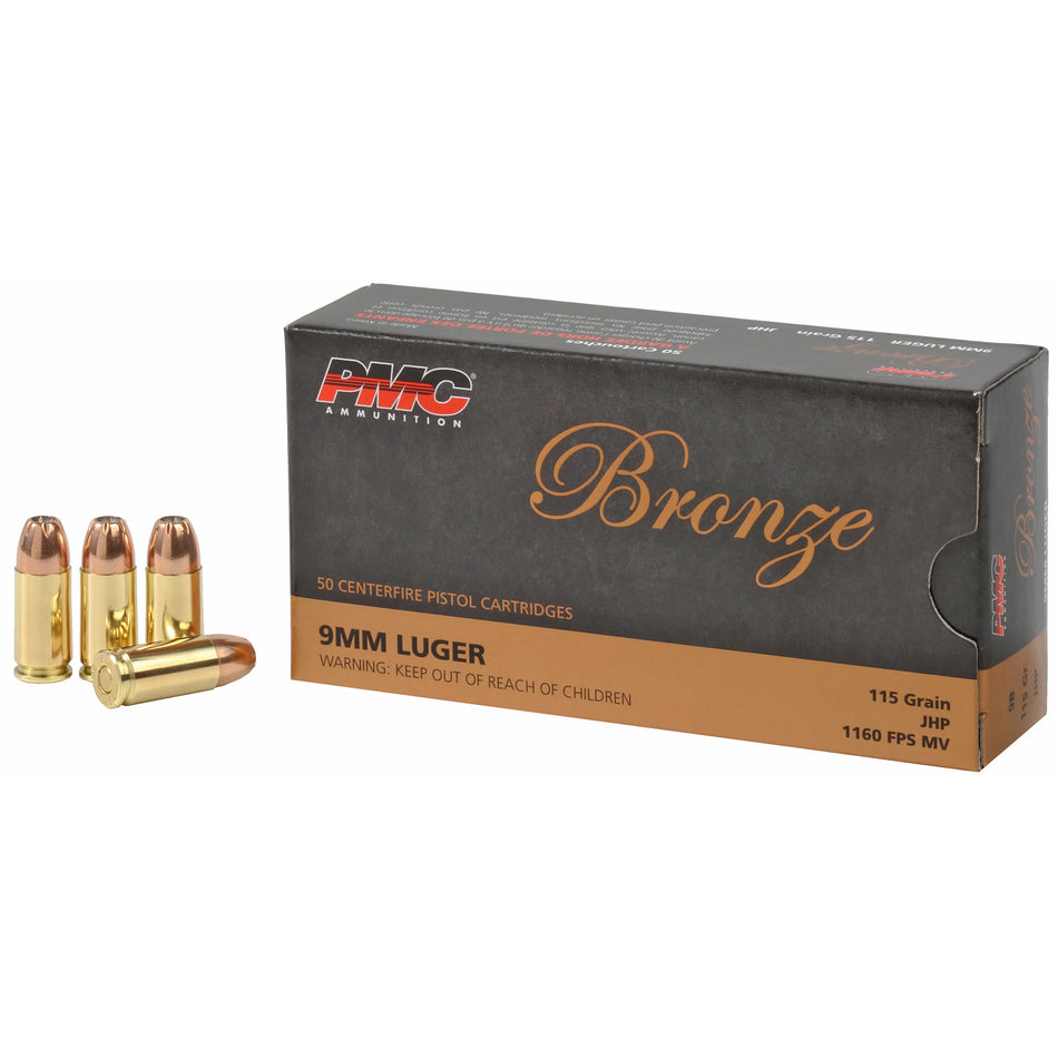 PMC Bronze Jacketed Hollow Point 115 Grain 9mm Luger/Parabellum 1160 fps 741569050708