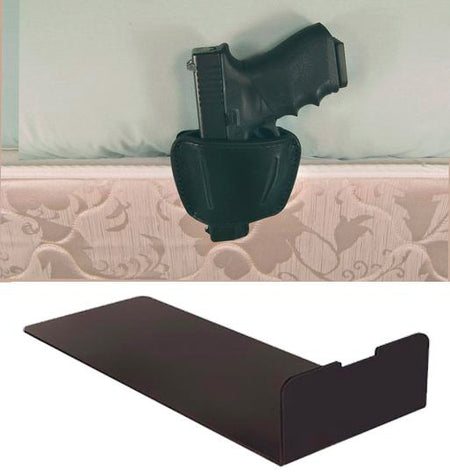 Bedside Gun Bracket with PS Products 035 Black Holster Large