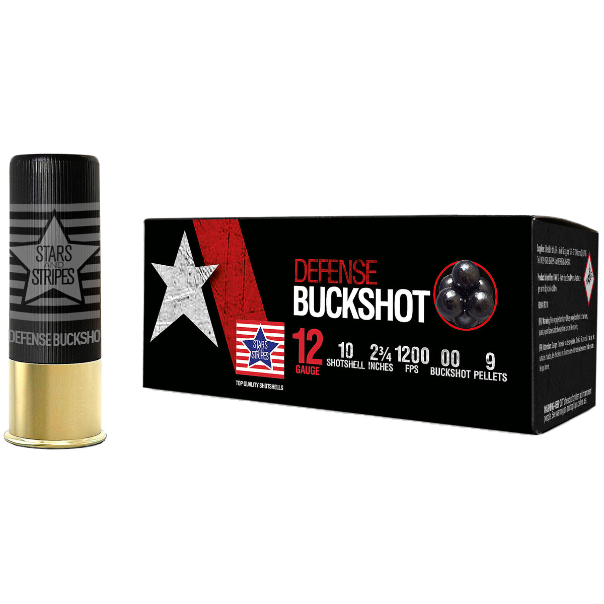 Stars and Stripes CBUCK9 Stars and Stripes Defense  12 Gauge 2.75"  Buckshot  8033343363671