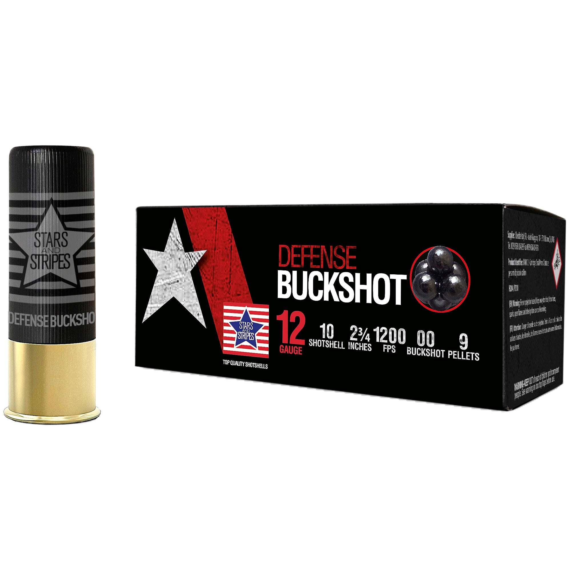 Stars and Stripes CBUCK9 Stars and Stripes Defense  12 Gauge 2.75"  Buckshot  8033343363671