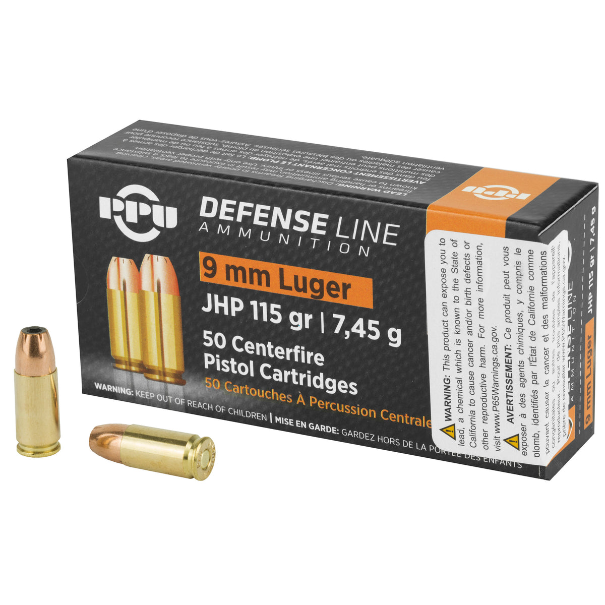 Prvi Partizan Handgun Defense Jacketed Hollow Point 115 Grain 9mm Luger/Parabellum 1145 fps 8605003813255