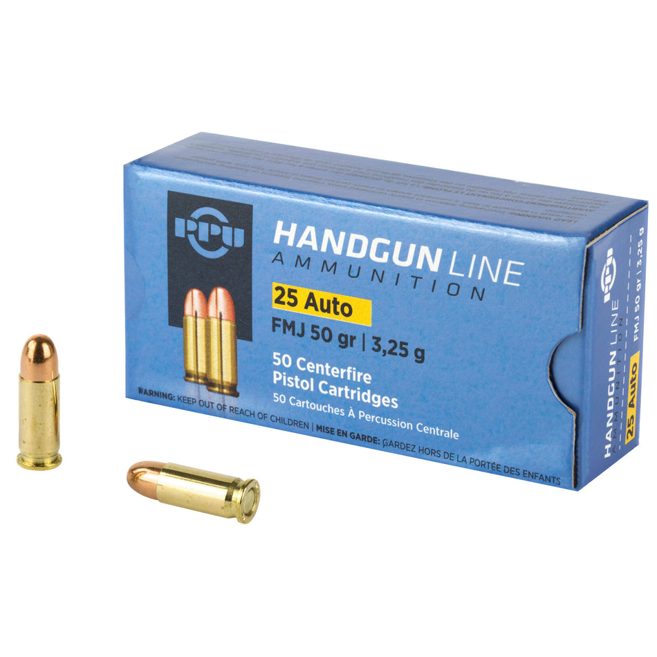 Prvi Partizan .25 ACP Handgun 50 grain Full Metal Jacket ammunition