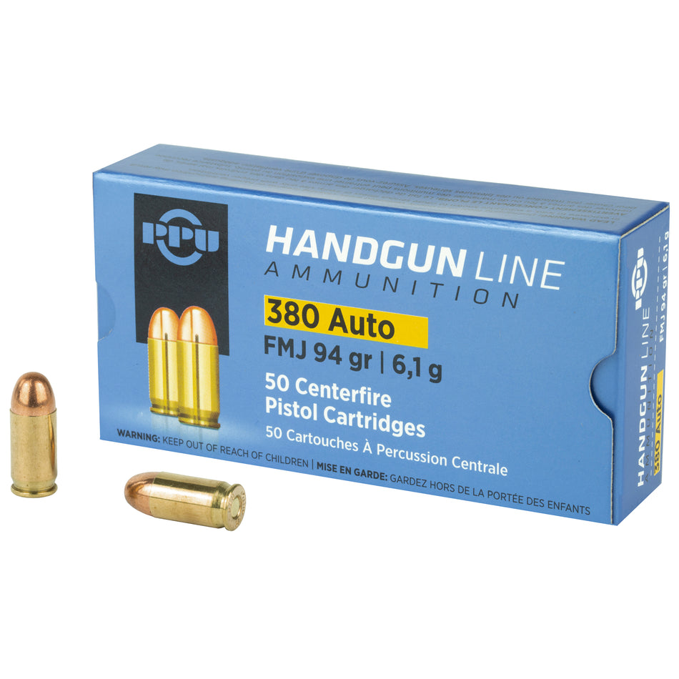 Prvi Partizan .380 ACP/Auto Handgun 94 grain Full Metal Jacket ammunition