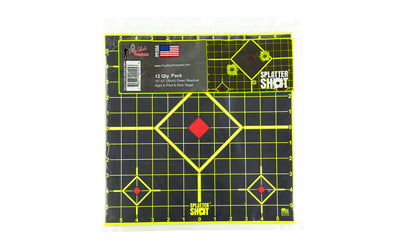 Pro-Shot Splatter Shot Peel-N-Stick Sight-In Target 12-Pack, 12", Green/Black