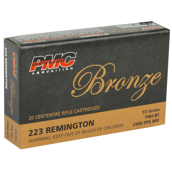 PMC Bronze High-Performance .223 Remington 55gr Full Metal Jacket Boat Tail (FMJBT)