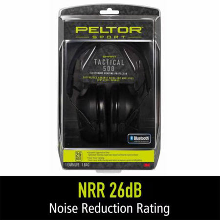 3M Peltor Sport Tactical 500 Electronic Shooting Ear Muffs 26dB Black