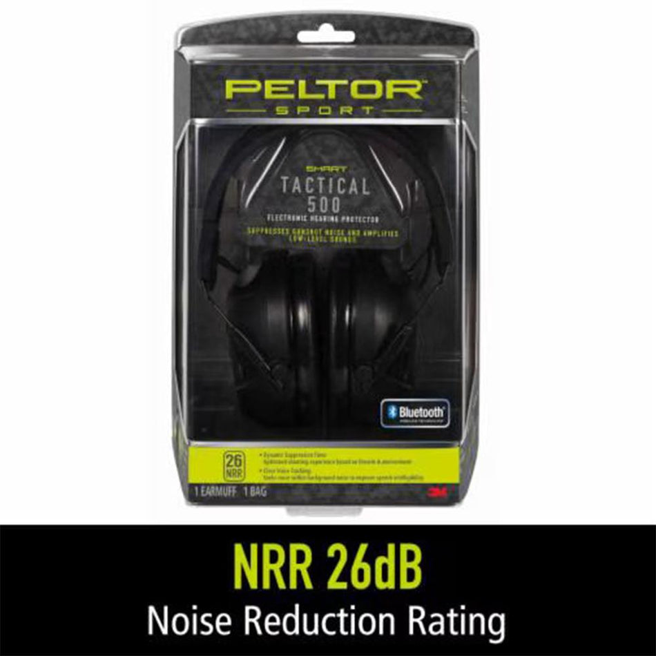 3M Peltor Sport Tactical 500 Electronic Shooting Ear Muffs 26dB Black