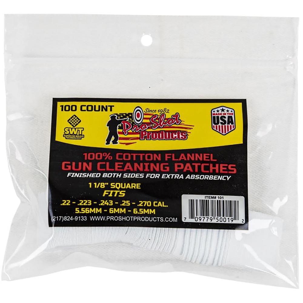 Pro-Shot .22-.270 Cal Flannel Cleaning Patches 100/ct