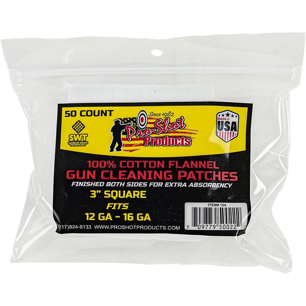 Pro-Shot 50-Count 12-16 Gauge 100% Cotton Cleaning Patches