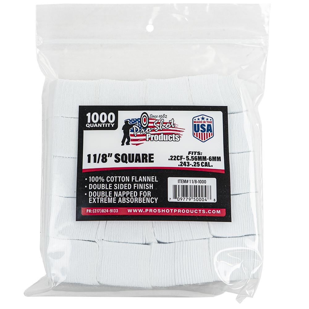 Pro-Shot 1000ct 1-1/8 Inch Square Cotton Patches .22-.270 Cal