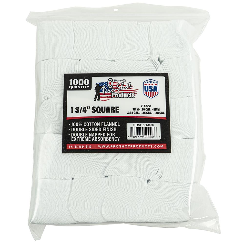 Pro-Shot 1-3/4" 7mm-.38 Cal Cotton Flannel Cleaning Patches 1000/ct